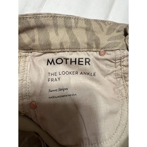 Mother Jeans Tan The Looker Fray Sweet Stripes Skinny Raw Hem Size 27 - Picture 12 of 12
